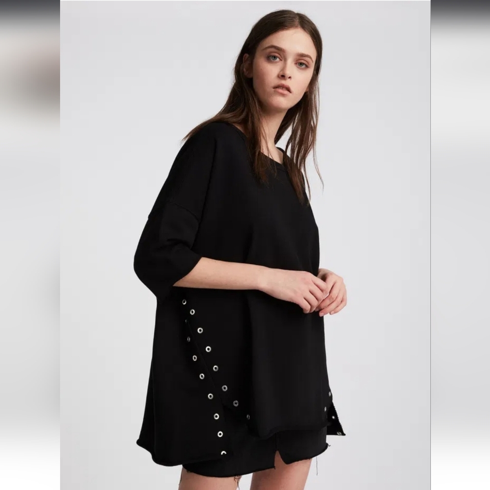 All Saints Cruz Oversized Grommet Sweatshirt